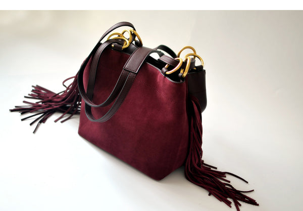 Cowhide Frosted Bucket Bag